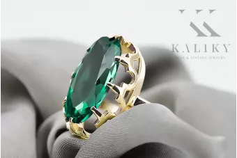 Anneau Bijoux vintage Émeraude Or jaune 14 carats vrc253y